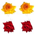 LYF5STAR Handmade PACK OF 4 Yellow &amp; Red Rose Floral Juda Pin For Women| Elegant Rose Wedding Hair Accessories |Traditional Indian Hair Accessories for Women &amp; Girls |Pack Of 4