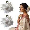 LYF5STAR Handmade Bride White Rose Floral Juda Pin Pack of 2 | Elegant Rose Wedding Hair Accessories | Traditional Indian Hair Accessories for Women Girls | Perfect Bridal Hairstyle Décor