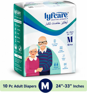 lyfcare pull-up pants  waist size 24-33 inch adult diapers - m