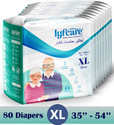 lyfcare Adult Pull-Up Pants Diapers| XL-80 Pieces|Waist Size : 35-54 Inch|Pack of 8 Adult Diapers - XL (80 Pieces)