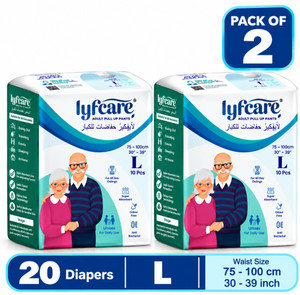 lyfcare pull-up pants  waist size 30-39 inch adult diapers - l