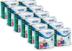lyfcare pull-up pants mediumwaist size  24-33 inchpack of 12 adult diapers - m 120 pieces