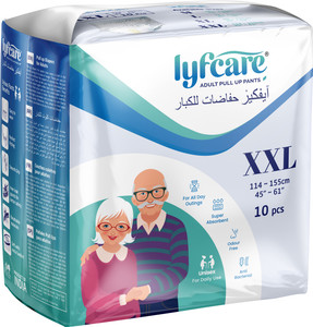 lyfcare pull-up pants  waist size 45-61 inch adult diapers - xxl adult diapers - xxl