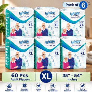 lyfcare pull-up pants  waist size 35-54 inch adult diapers - xl