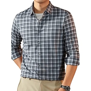 Lymio Men Shirt Checkered Button Down