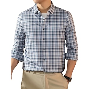 Lymio Men Shirt Checkered Button Down
