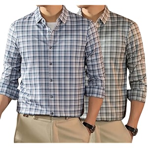 Lymio Men Shirt Checkered Button Down