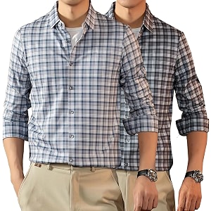 Lymio Men Shirt Checkered Button Down