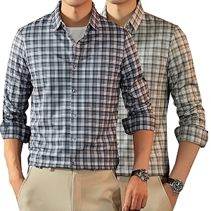 Lymio Men Shirt Checkered Button Down