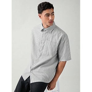 Lymio Men Shirt Striped Shirt for