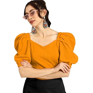 Lymio Womens Crop Red Color V Neck