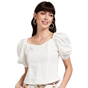 Lymio Womens Crop Red Color V Neck