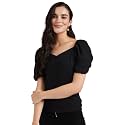Lymio Women39s Crop Red Color V Neck