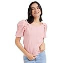 Lymio Women39s Crop Red Color V Neck