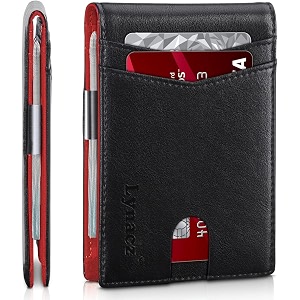 classic men39s wallet slim design with 12 card slots id window money clip pu leather bifold small and thin great gift for dad husband boyfriend on birthday or christmas black amp red