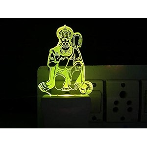 3d illusion hanuman ji night lamp with 7 color changing light for gifts for bedroom livingroom led acrylic night lamp with plug multicolour