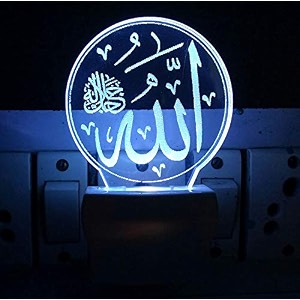 3d illusion multicolour allah jalle jalaluhu written night lamp with 7 color changing light for giftfor bedroomlivingroom led acrylic night lamp with plug