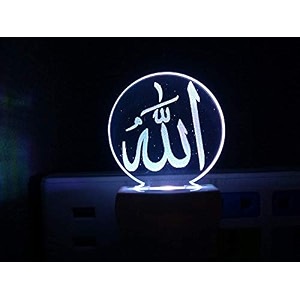 allah written acrylic 7 color changing 3d illusion led night lamp for gifthomelivingroombedroommulticolour