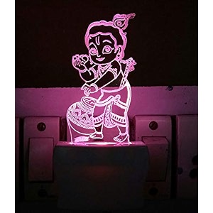 bal krishna acrylic 7 color changing 3d illusion led night lamp for gifthomelivingroombedroommulticolour
