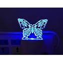 Butterfly Acrylic 7 Color Changing 3D Illusion LED Night Lamp. for Gift,Home,livingroom,Bedroom(Multicolour)
