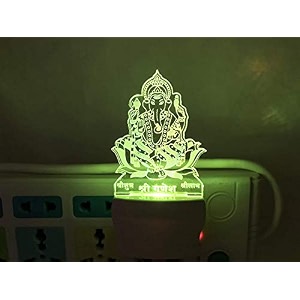 ganeshji acrylic 7 color changing 3d illusion led night lamp for gifthomelivingroombedroommulticolour