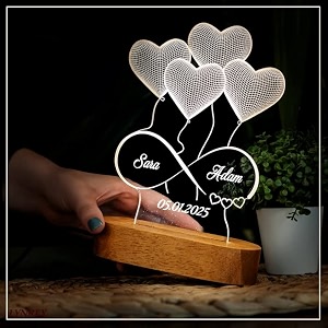 lynrex personalized 3d illusion led lamp gift anniversary couples wedding marriage  gift for her him wife husband customized gifts acrylic warm white pack of 1