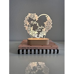 lynrex acrylic personalized 3d illusion led lamp gift anniversary couples wedding marriage  gift for her himwife husband customized giftswarm white