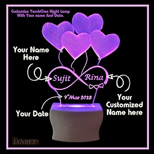 personalized 3d illusion led night lamp gift anniversary couples wedding marriage  gift for her himwife husband customized gifts