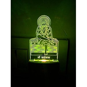 sai baba acrylic 7 color changing 3d illusion led night lamp for gifthomelivingroombedroommulticolour