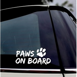 paws on board - car window sticker - dog in transit sign art logo gift decal window bumper car sign decal sticker