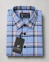Lyphy Men Checkered Casual Light Blue Red