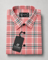Lyphy Men Checkered Casual Pink Green Shirt