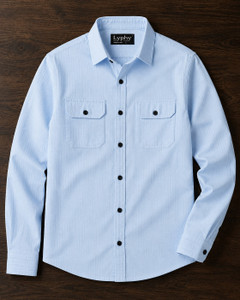 Lyphy Men Self Design Casual Light Blue