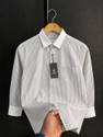 Lyphy Men Striped Casual Grey White Shirt
