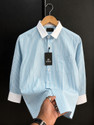 Lyphy Men Striped Casual Light Blue White