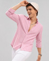 Lyphy Men Striped Casual Pink White Shirt