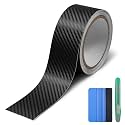 Lypumso Carbon Fiber Vinyl Tape with Tools Kits, Chrome Delete Vinyl Wrap for Blackout Car Door Edge Guard Door Sill Window Trim Protector (3D Black, 2in x 30ft)