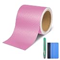 Lypumso Carbon Fiber Vinyl Wrap Tape for Chrome Delete Black Out, 4in x 30ft Car Door Sill Window Trim Protector, Pink Self-Adhesive Sticker Edge Guard for Motorcycles Trucks DIY