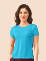 Lyra Women Solid Round Neck Pure Cotton Blue T-Shirt
