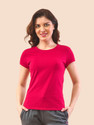Lyra Solid Women Round Neck Pink T-Shirt
