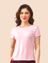 Lyra Solid Women Round Neck Pink T-Shirt