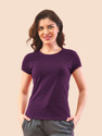 Lyra Solid Women Round Neck Purple T-Shirt