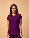 Lyra Solid Women Round Neck Purple T-Shirt