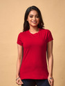 Lyra Solid Women Round Neck Red T-Shirt