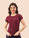 Lyra Women Solid Round Neck Pure Cotton Red T-Shirt