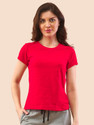 Lyra Solid Women Round Neck Red T-Shirt