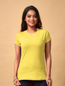 Lyra Women Solid Round Neck Pure Cotton Yellow T-Shirt