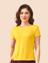 Lyra Solid Women Round Neck Yellow T-Shirt