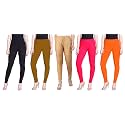 Lyra Women Solid Premium Cotton Churidar Leggings | Mid-Waist | Fashionwear Multicolour