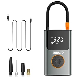 lyrovo cordless smart tyre inflator for car and bike metal body - auto shutoff portable air compressor 150psi air pump for car tires ly-6988-wti grey